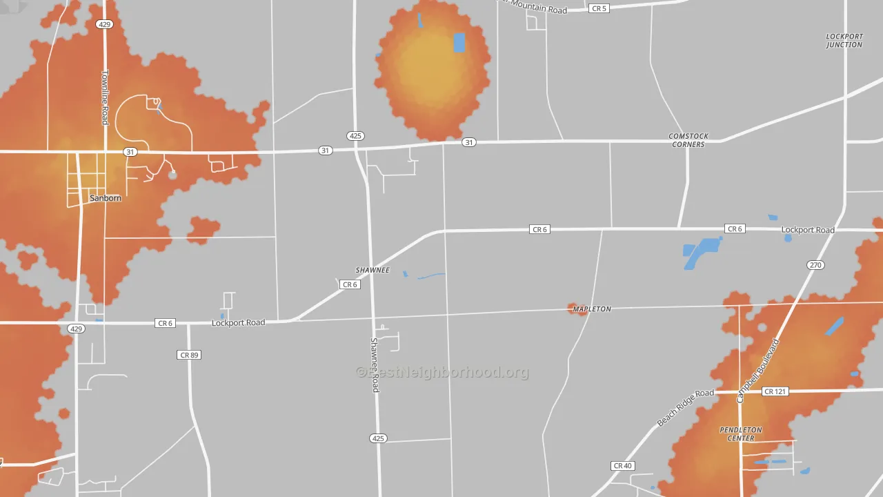 Bike Grade map of Shawnee, NY