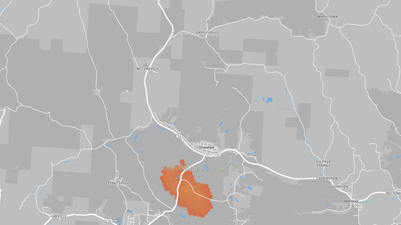 Bike Grade map of Shawnee, OH