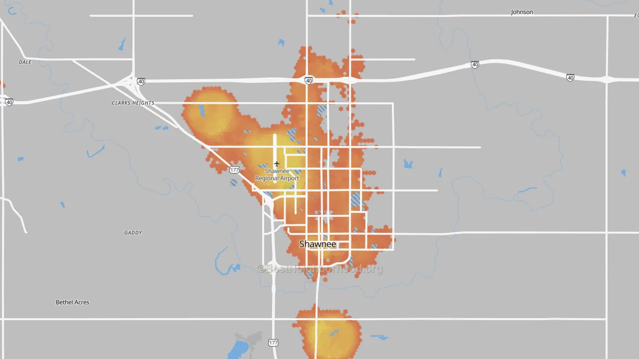 Bike Grade map of Shawnee, OK