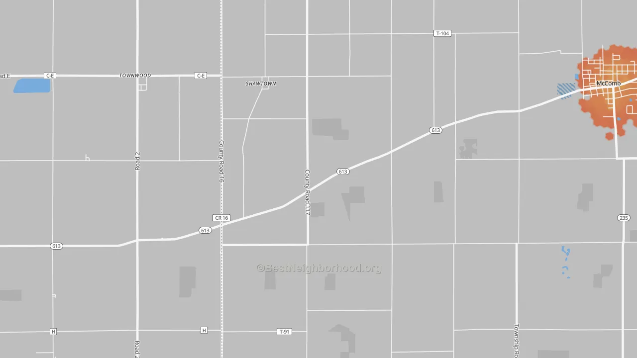 Bike Grade map of Shawtown, OH