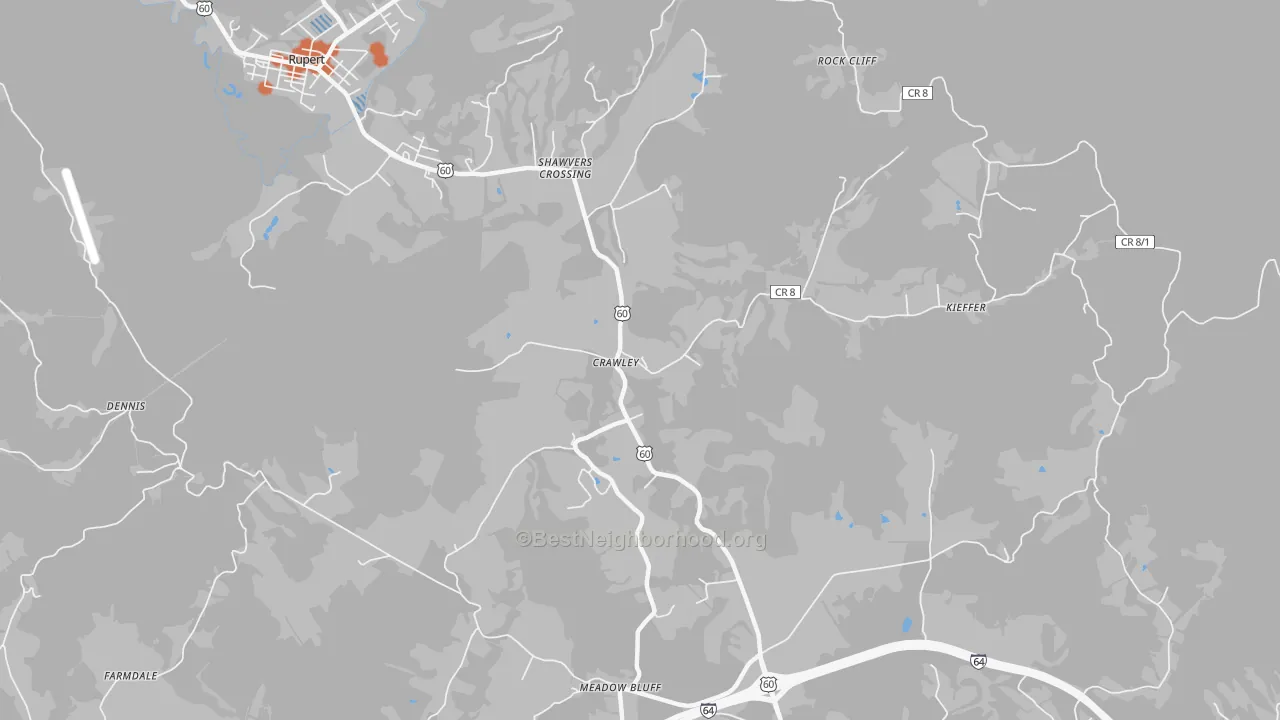 Bike Grade map of Shawvers Crossing, WV