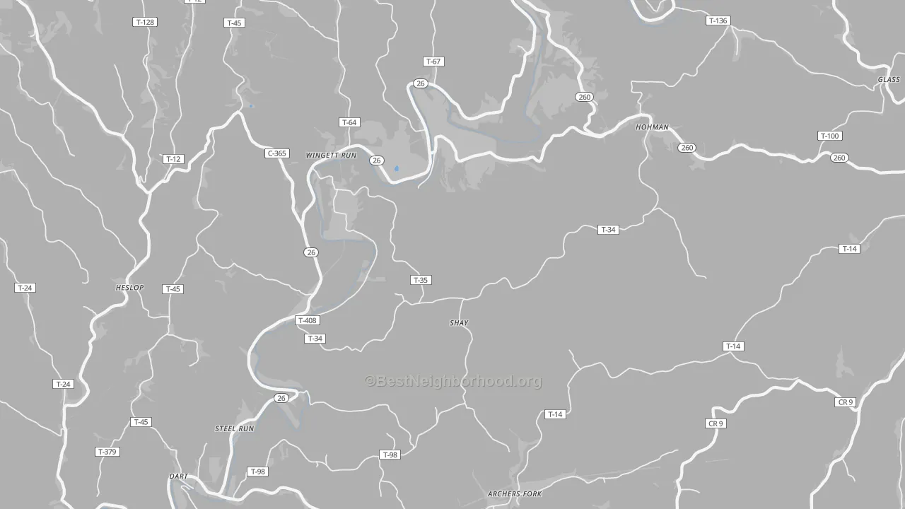 Bike Grade map of Shay, OH