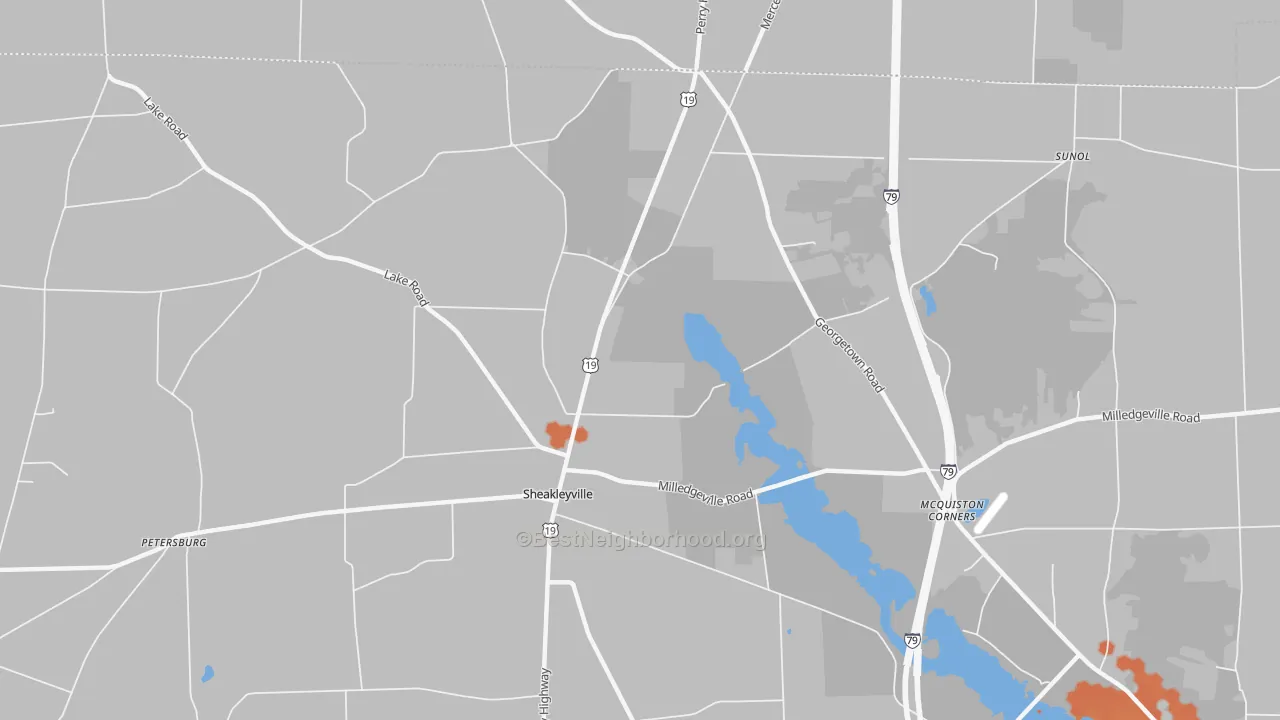 Bike Grade map of Sheakleyville, PA