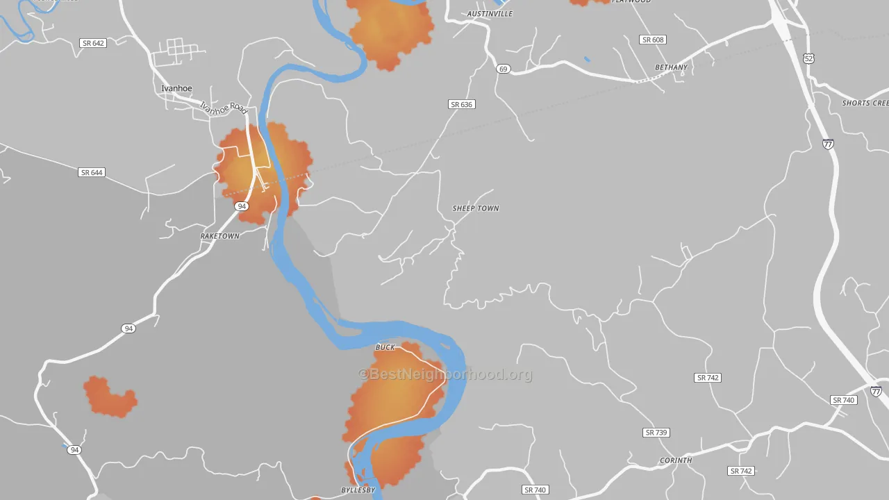 Bike Grade map of Sheep Town, VA