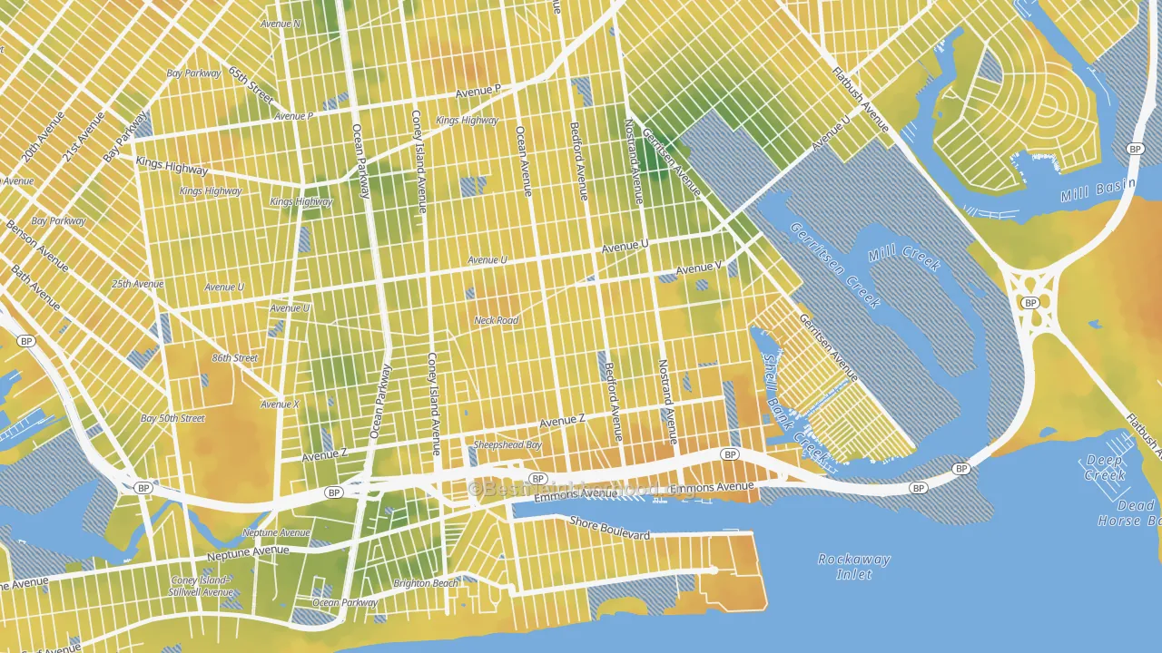 Bike Grade map of Sheepshead Bay, Brooklyn, NY
