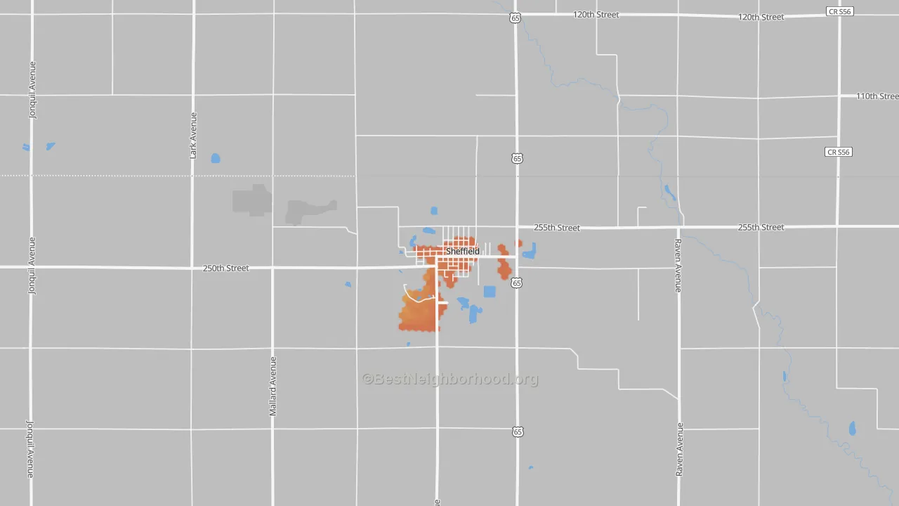 Bike Grade map of Sheffield, IA