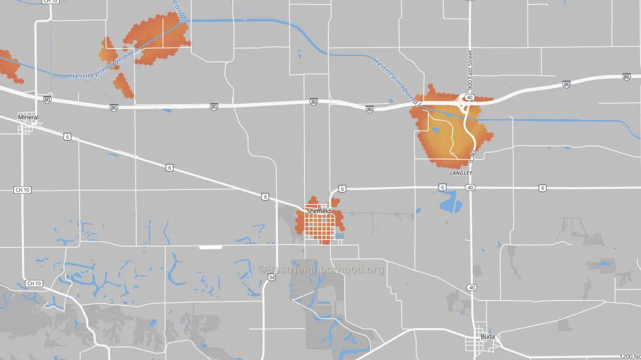 Bike Grade map of Sheffield, IL