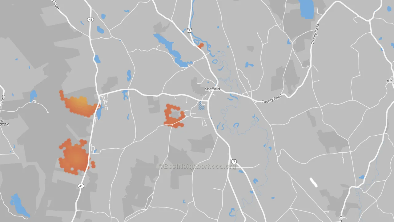 Bike Grade map of Sheffield, MA