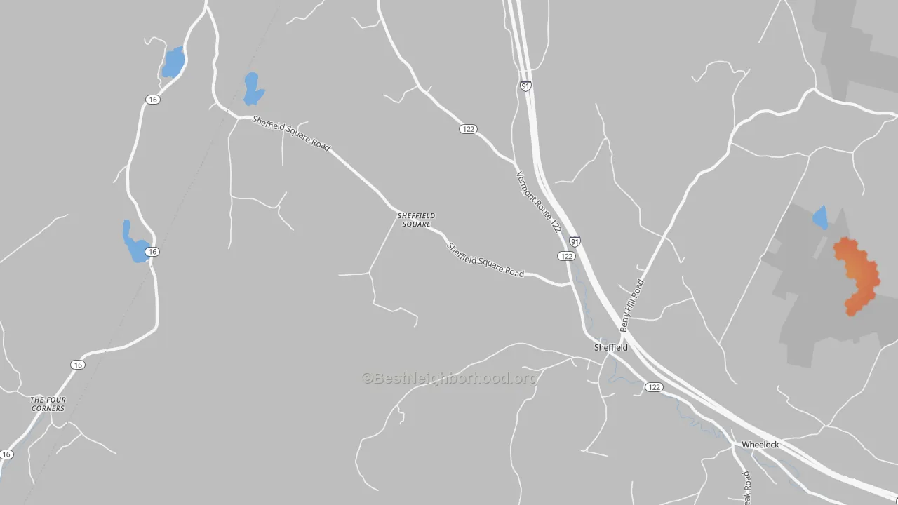 Bike Grade map of Sheffield Square, VT