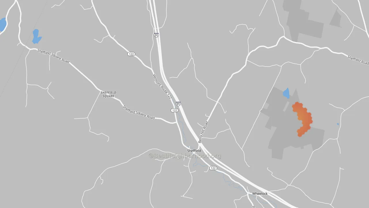 Bike Grade map of Sheffield, VT