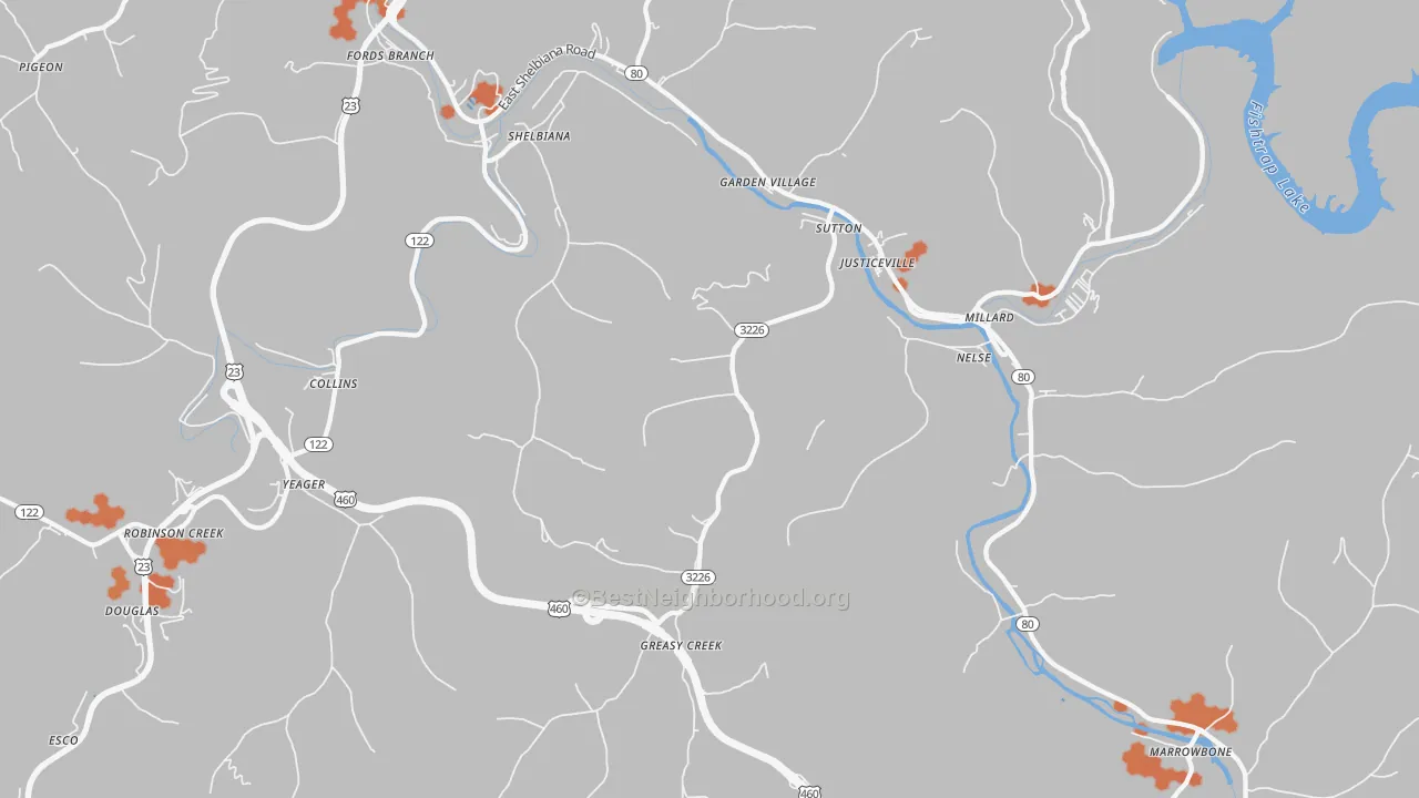 Bike Grade map of Shelbiana, KY