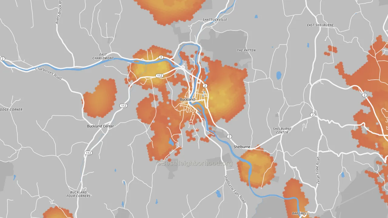 Bike Grade map of Shelburne Falls, MA