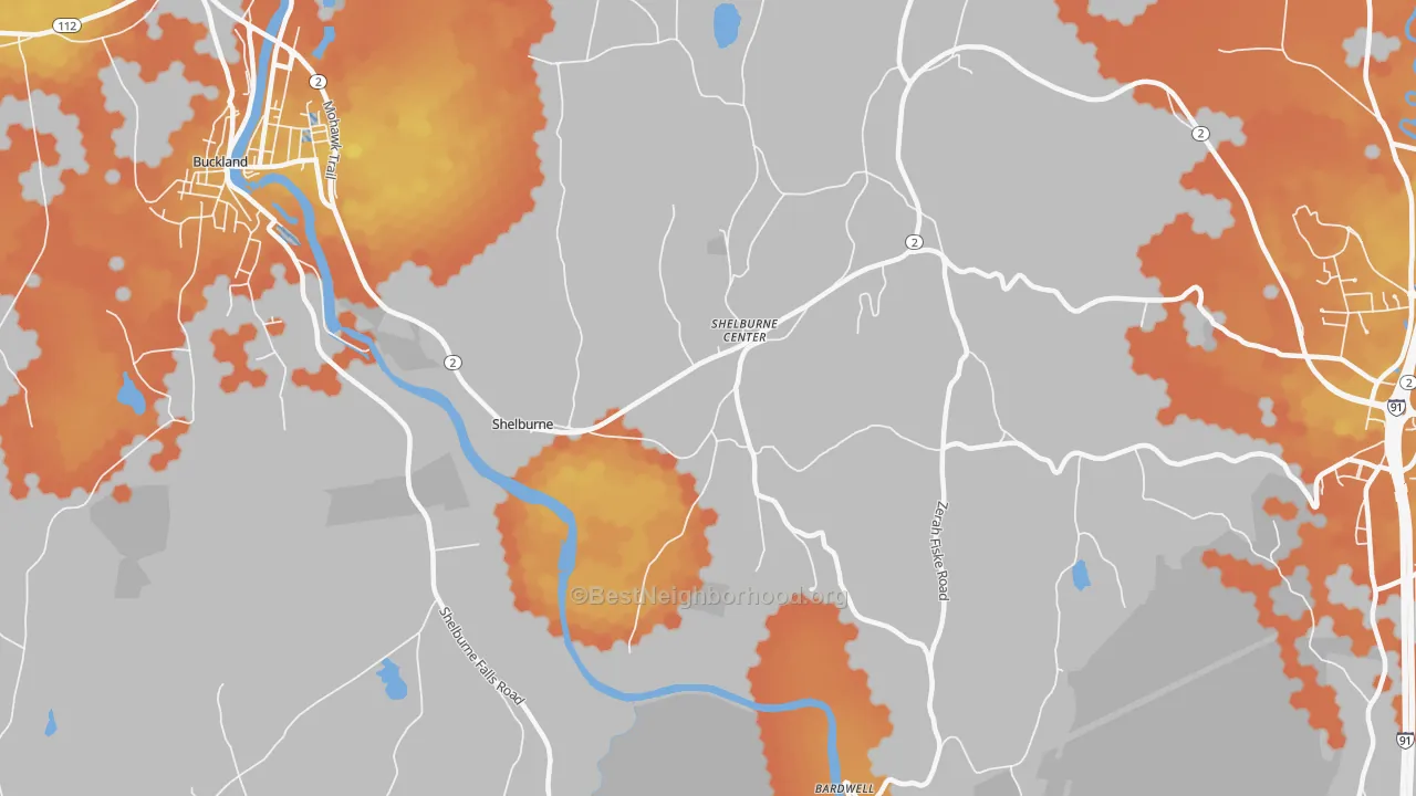 Bike Grade map of Shelburne, MA