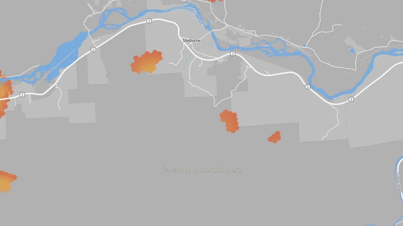 Bike Grade map of Shelburne, NH