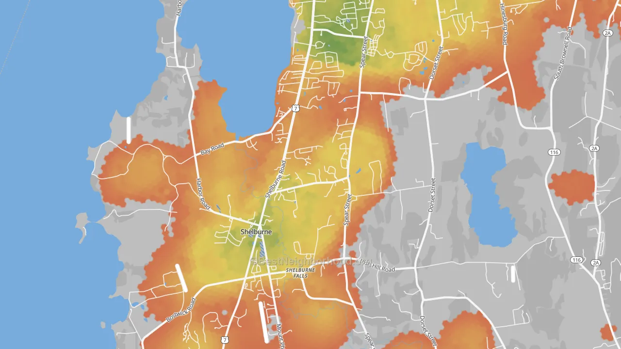 Bike Grade map of Shelburne, VT