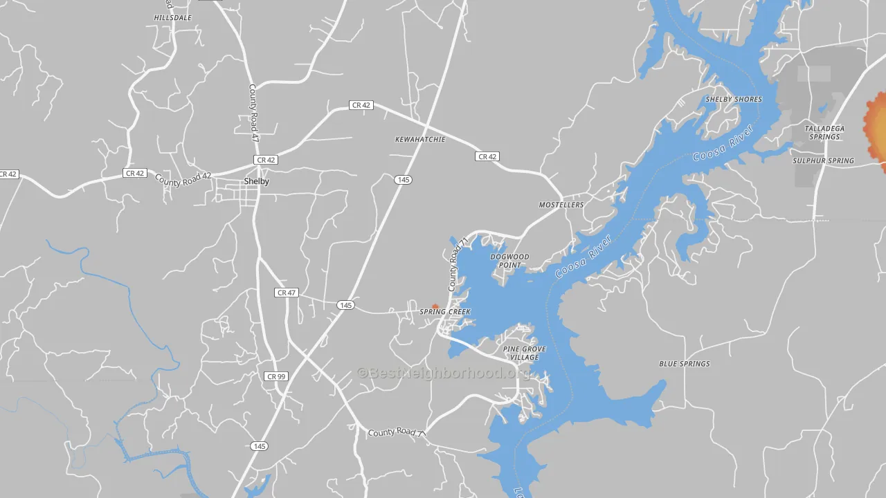 Bike Grade map of Shelby, AL
