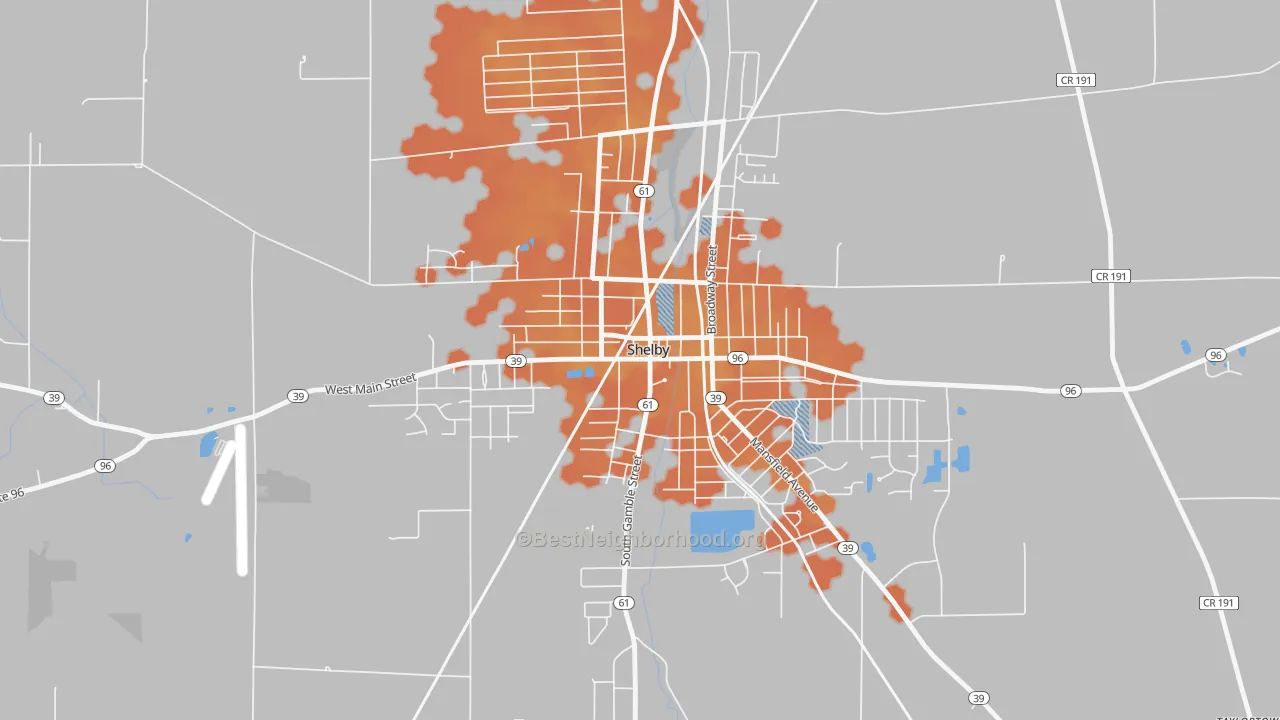 Bike Grade map of Shelby Center Historic District, Shelby, OH