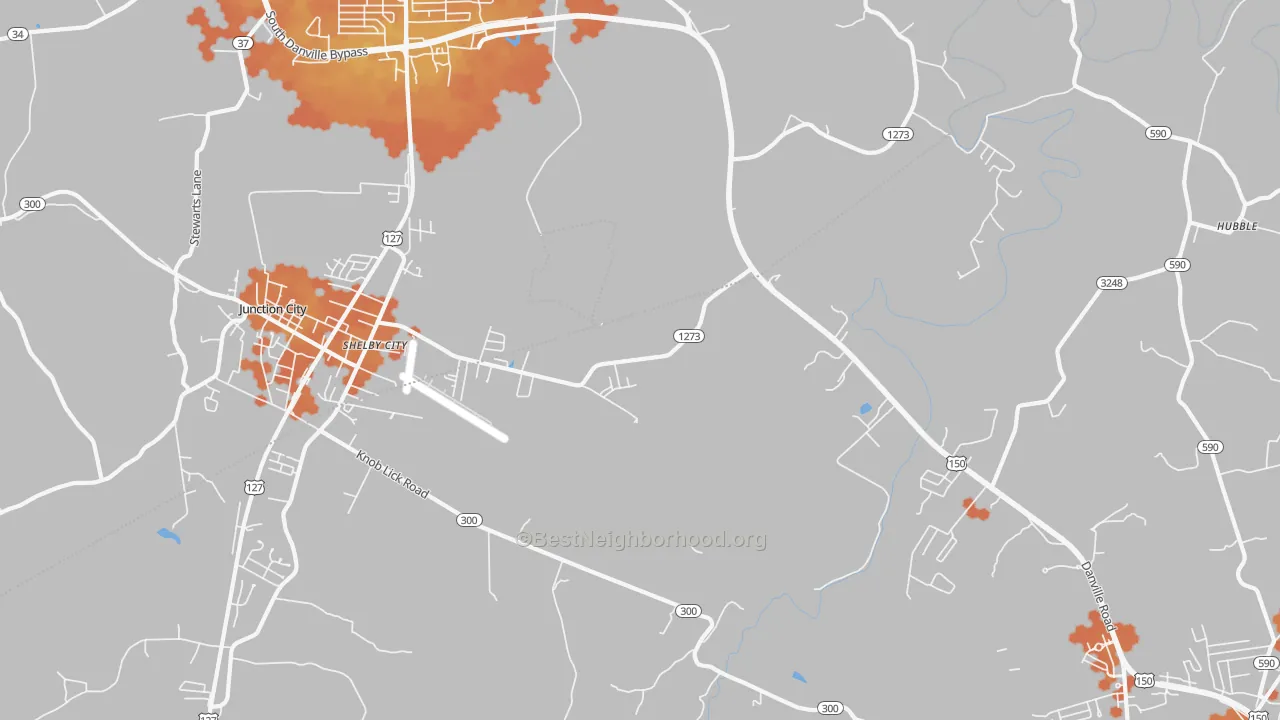 Bike Grade map of Shelby City, KY