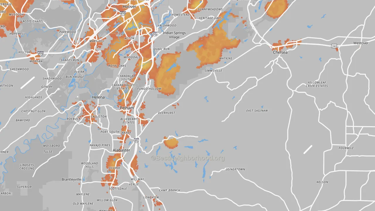Bike Grade map of Shelby County, AL