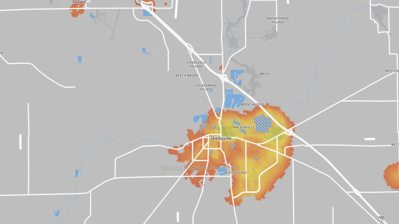 Bike Grade map of Shelby County, IN