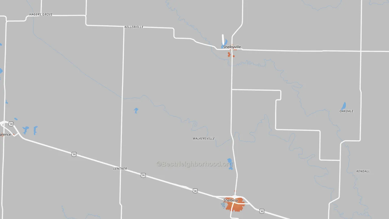 Bike Grade map of Shelby County, MO
