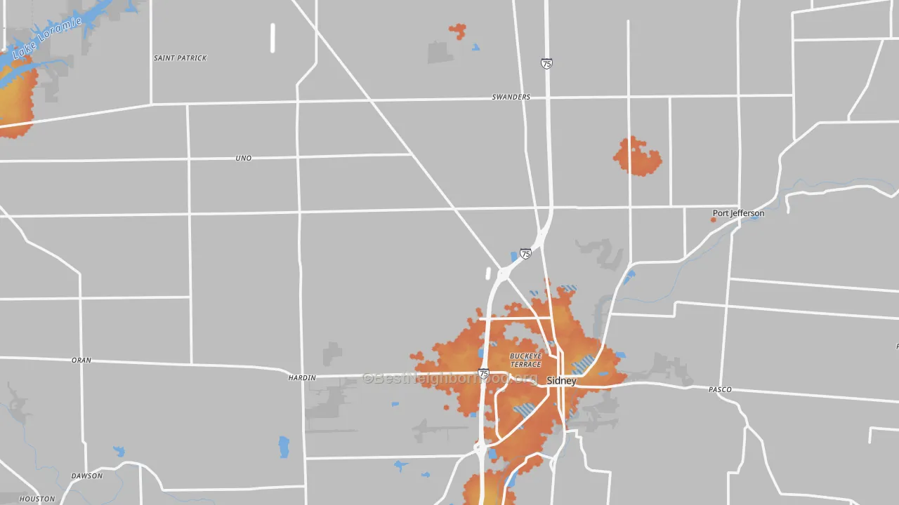 Bike Grade map of Shelby County, OH