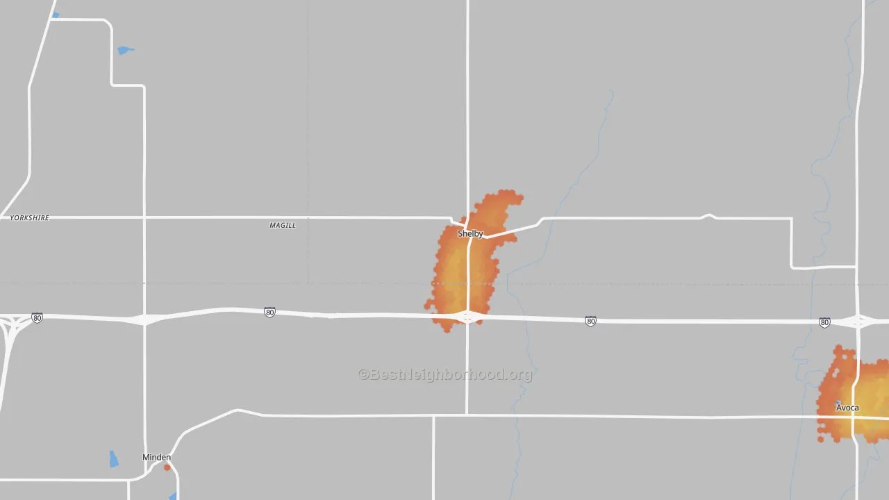 Bike Grade map of Shelby, IA