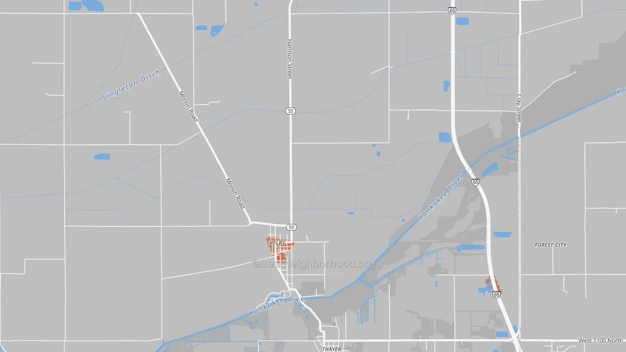 Bike Grade map of Shelby, IN