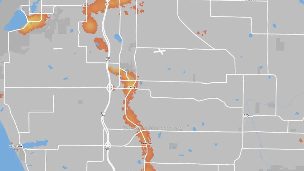 Bike Grade map of Shelby, MI