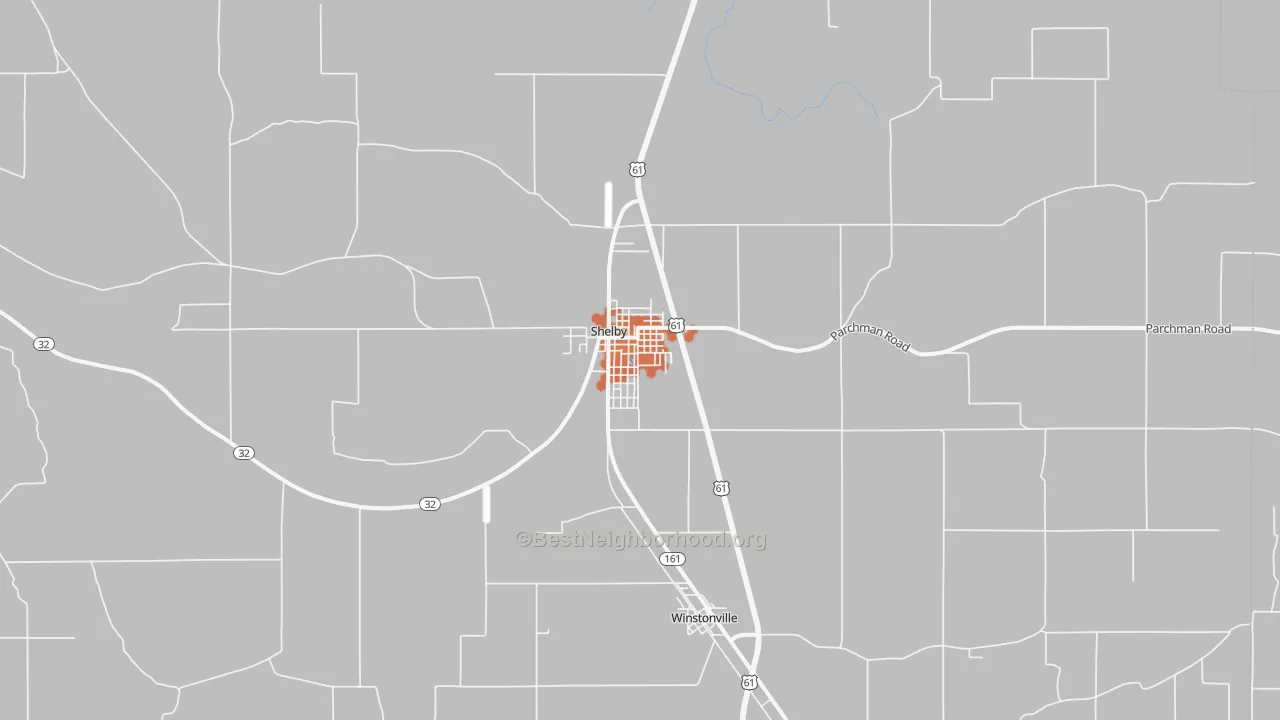 Bike Grade map of Shelby, MS