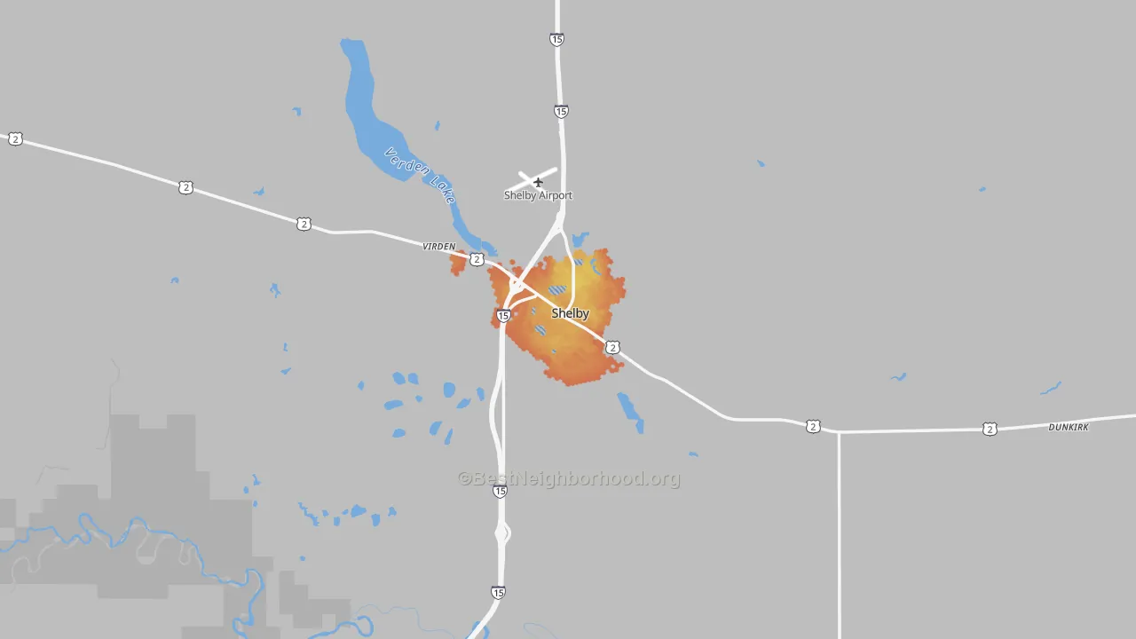 Bike Grade map of Shelby, MT