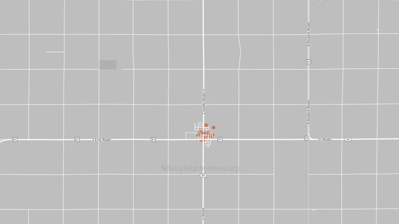 Bike Grade map of Shelby, NE