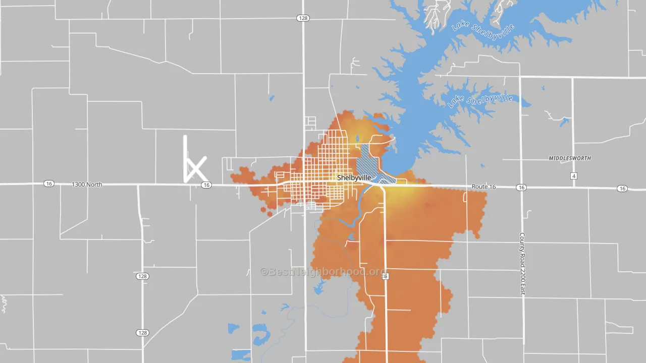 Bike Grade map of Shelbyville, IL