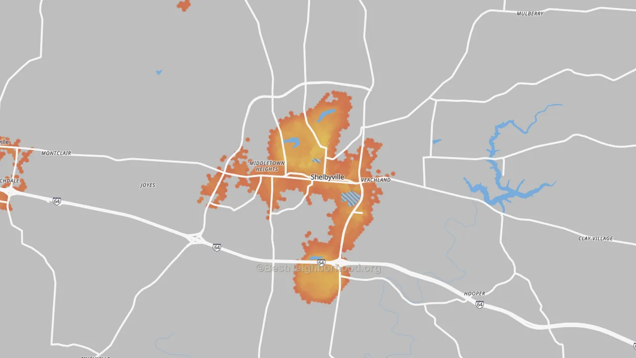 Bike Grade map of Shelbyville, KY