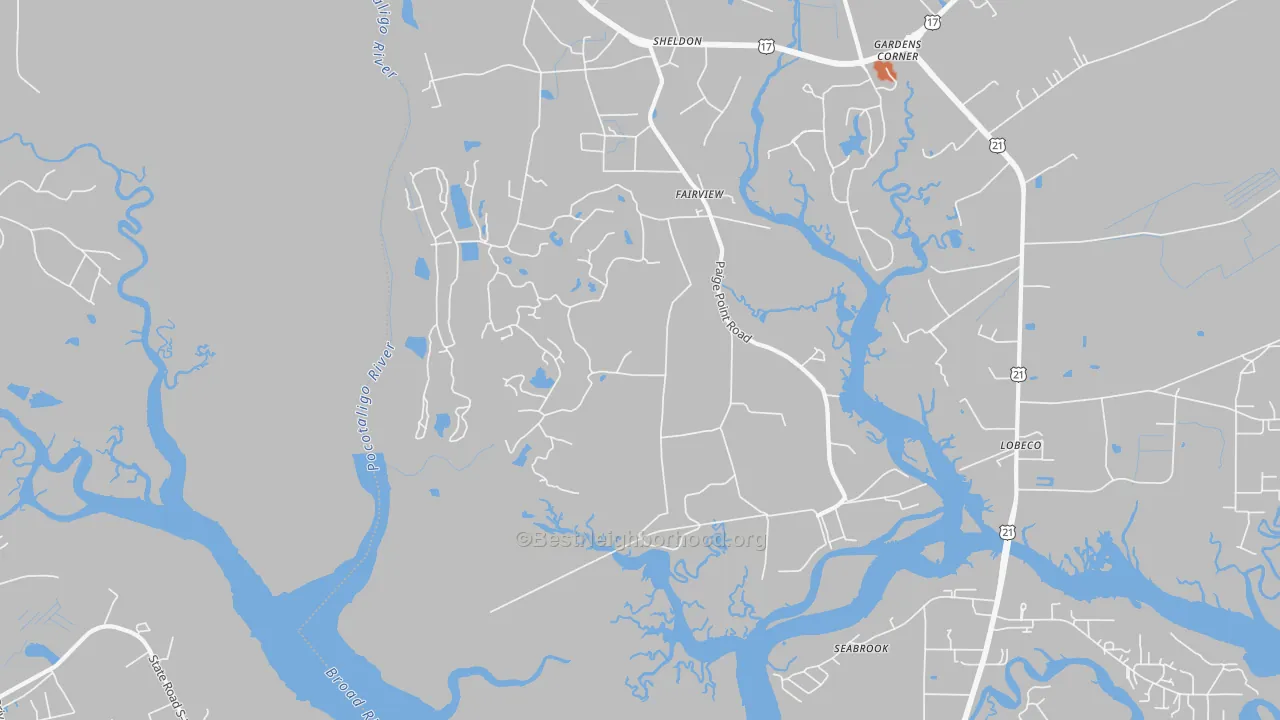 Bike Grade map of Sheldon, SC