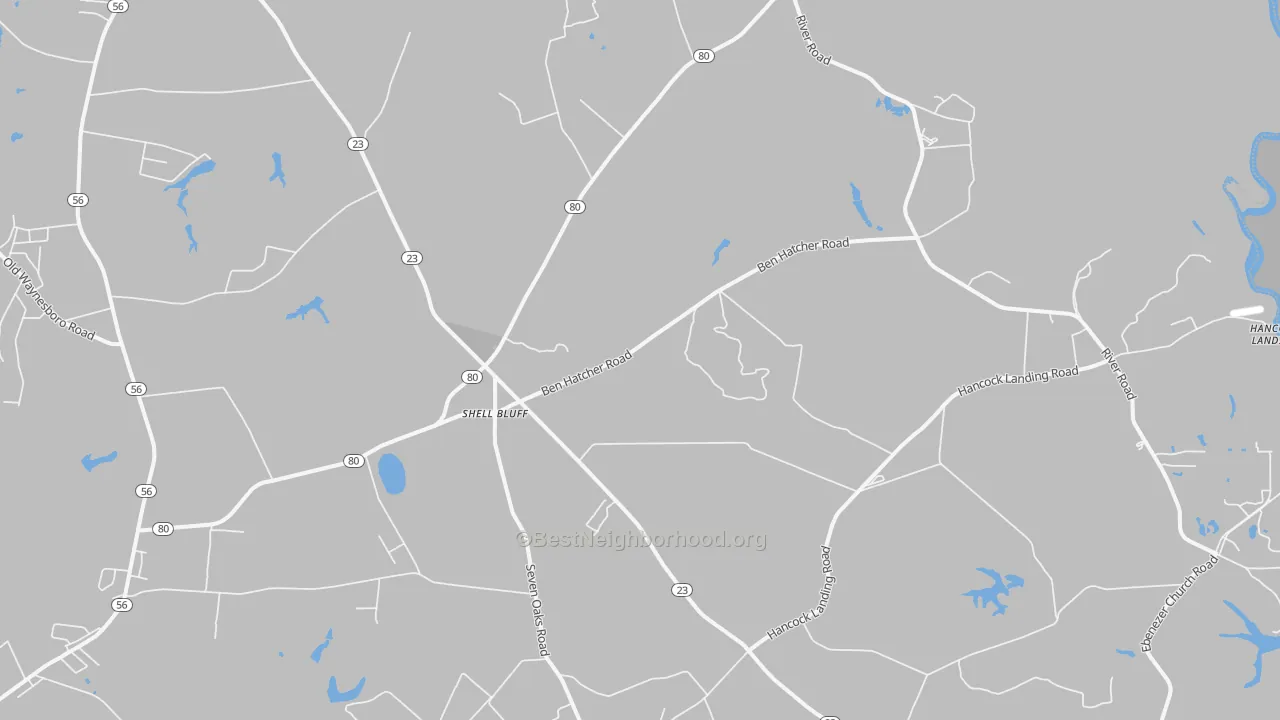 Bike Grade map of Shell Bluff, GA