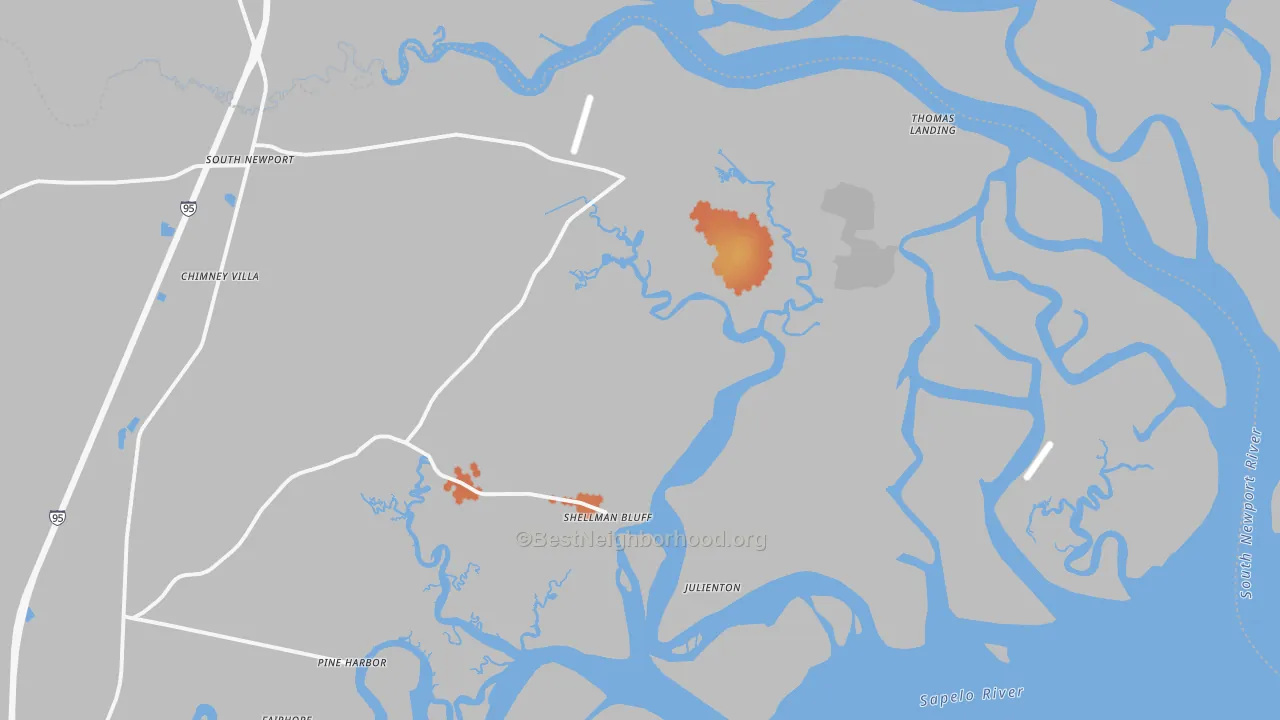 Bike Grade map of Shellman Bluff, GA