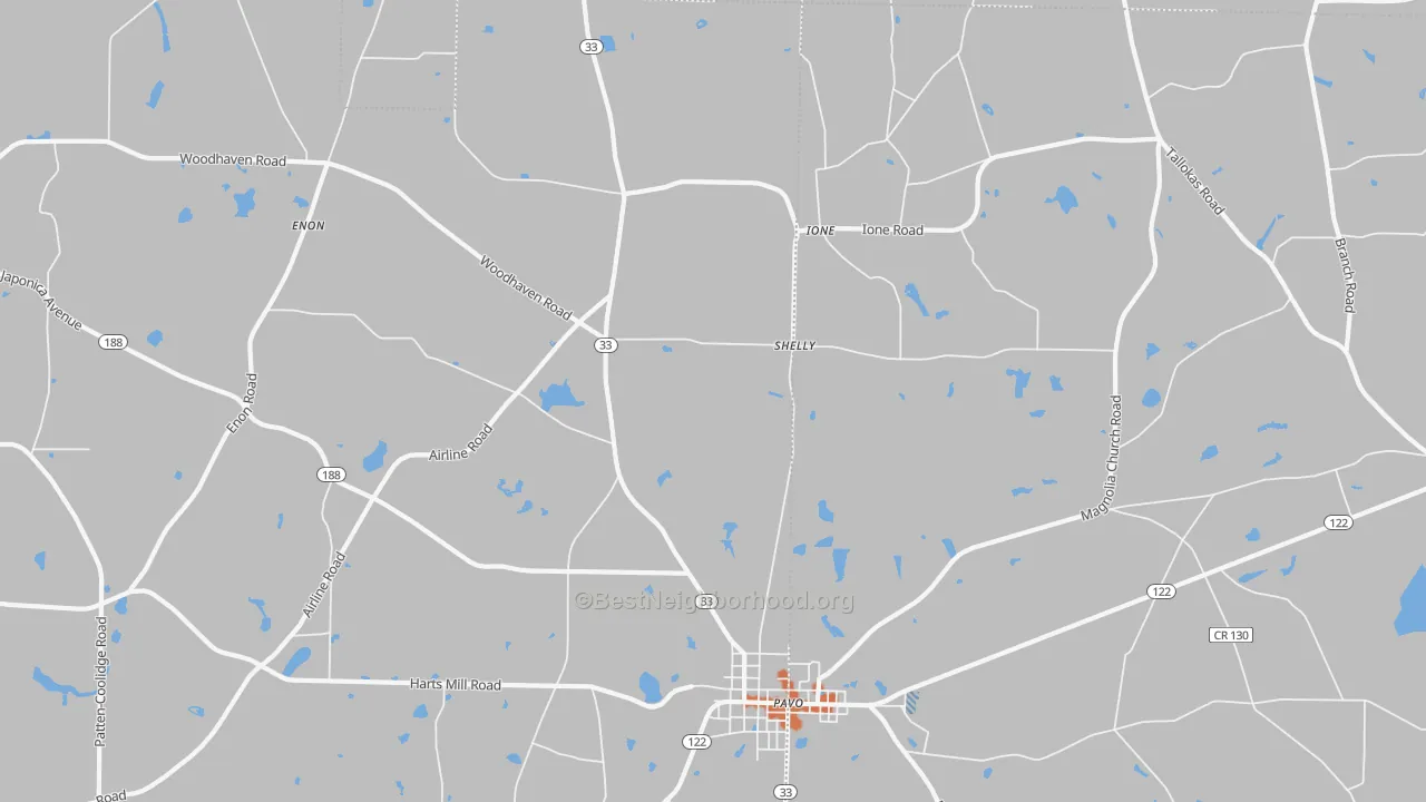 Bike Grade map of Shelly, GA