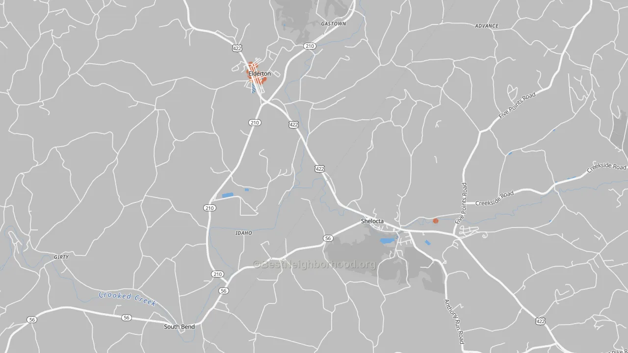Bike Grade map of Shelocta, PA