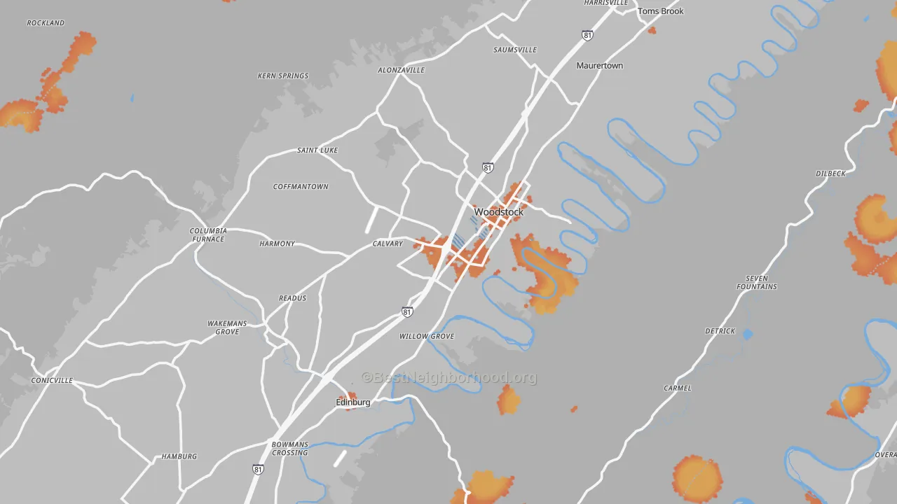 Bike Grade map of Shenandoah County, VA