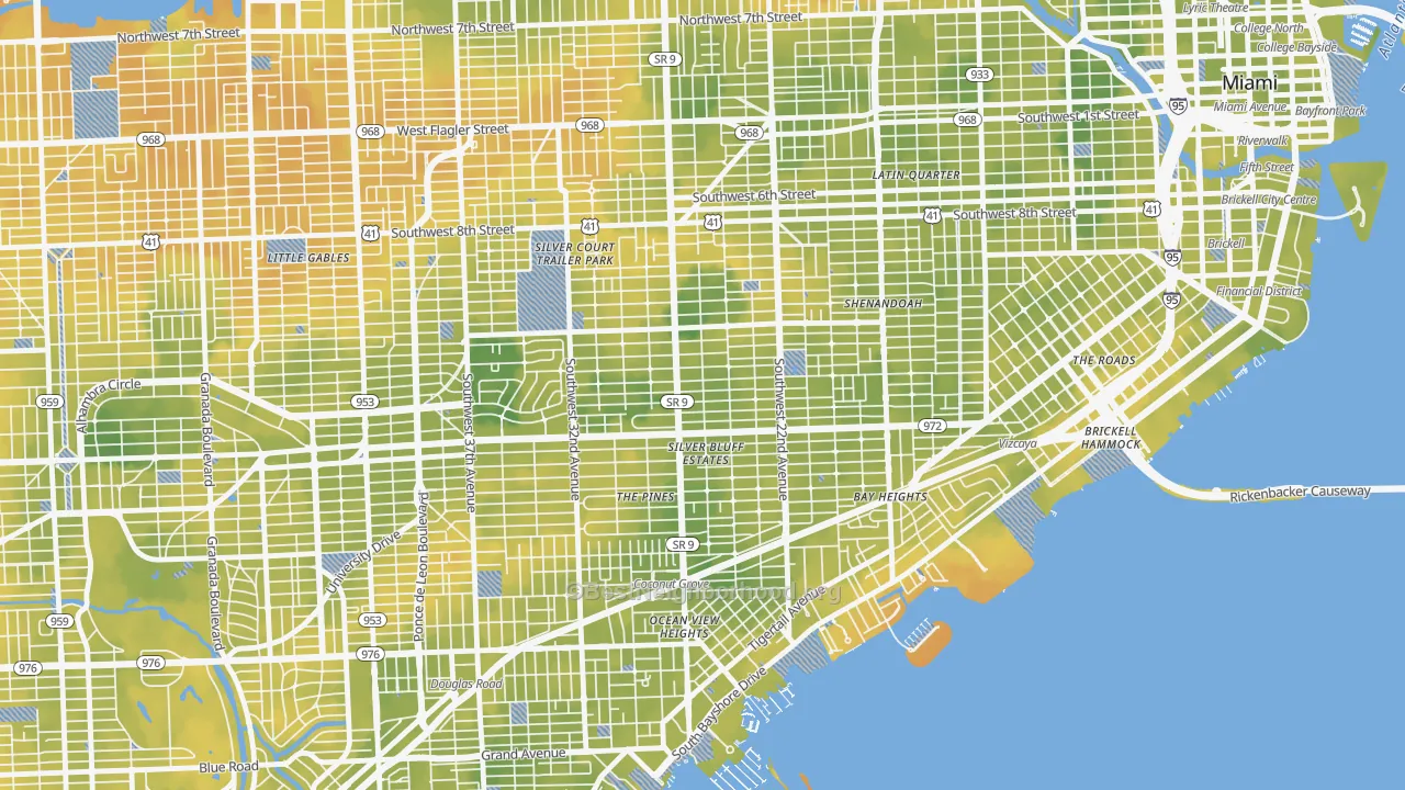Bike Grade map of Shenandoah, FL