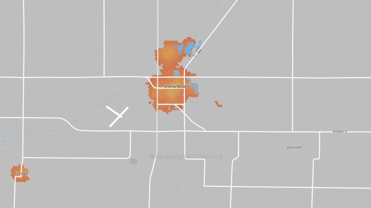 Bike Grade map of Shenandoah, IA