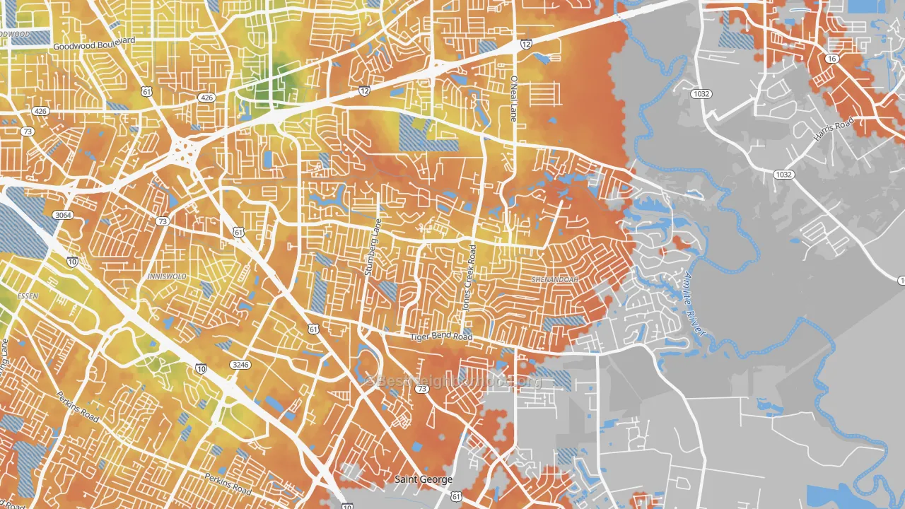 Bike Grade map of Shenandoah, LA