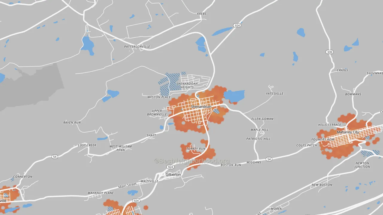Bike Grade map of Shenandoah, PA