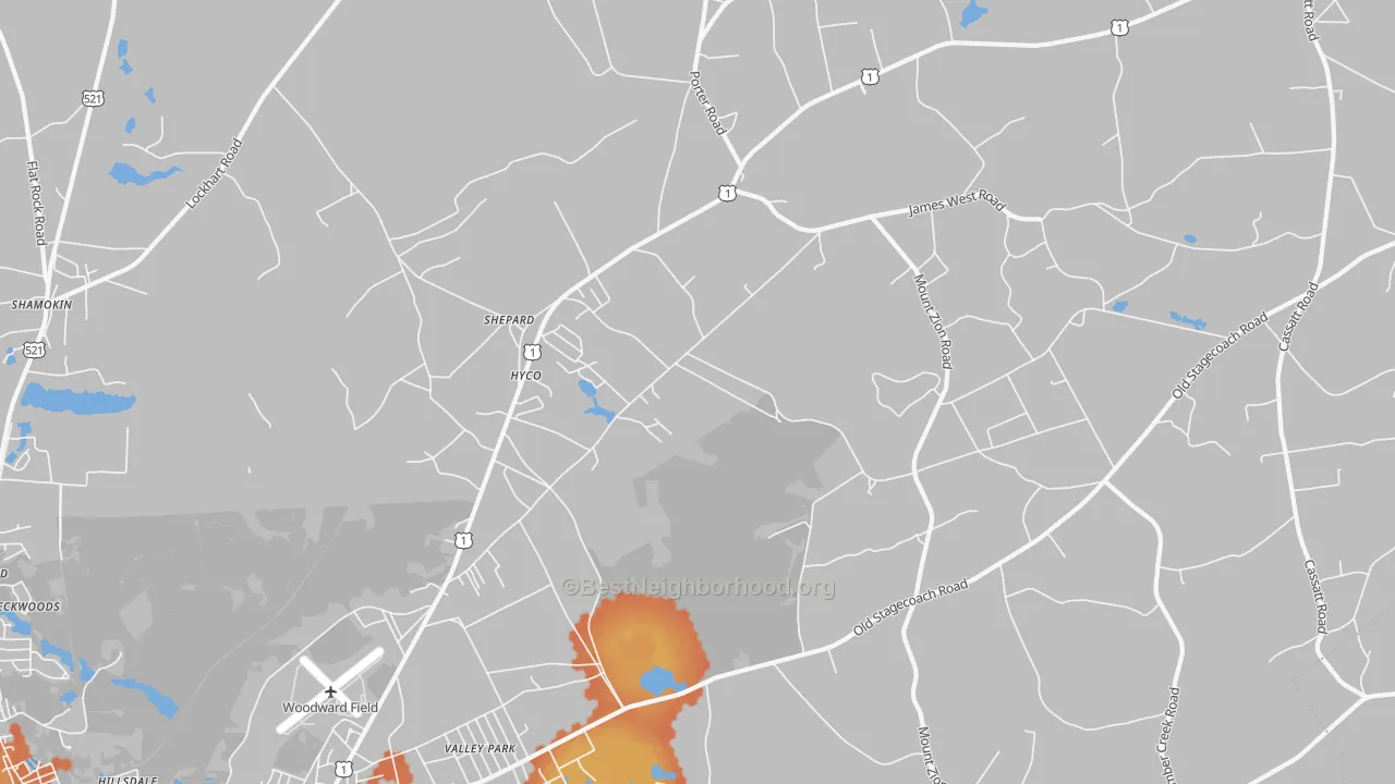 Bike Grade map of Shepard, SC