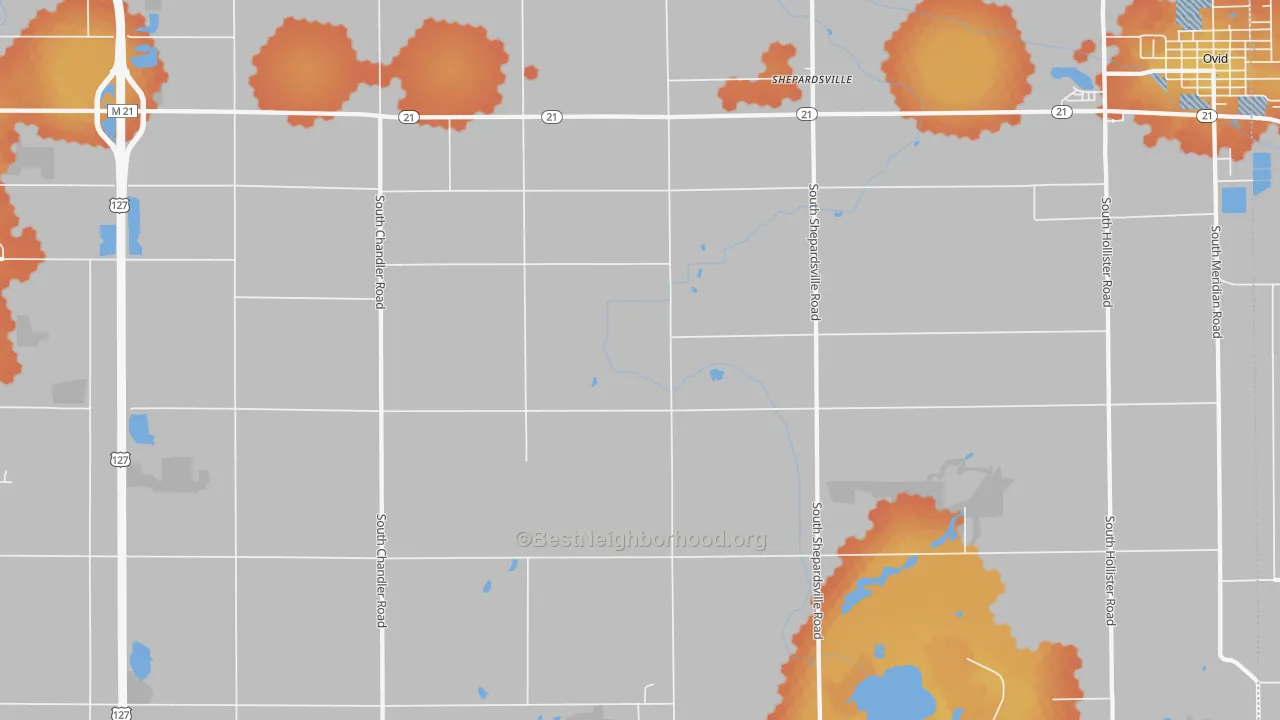 Bike Grade map of Shepardsville, MI