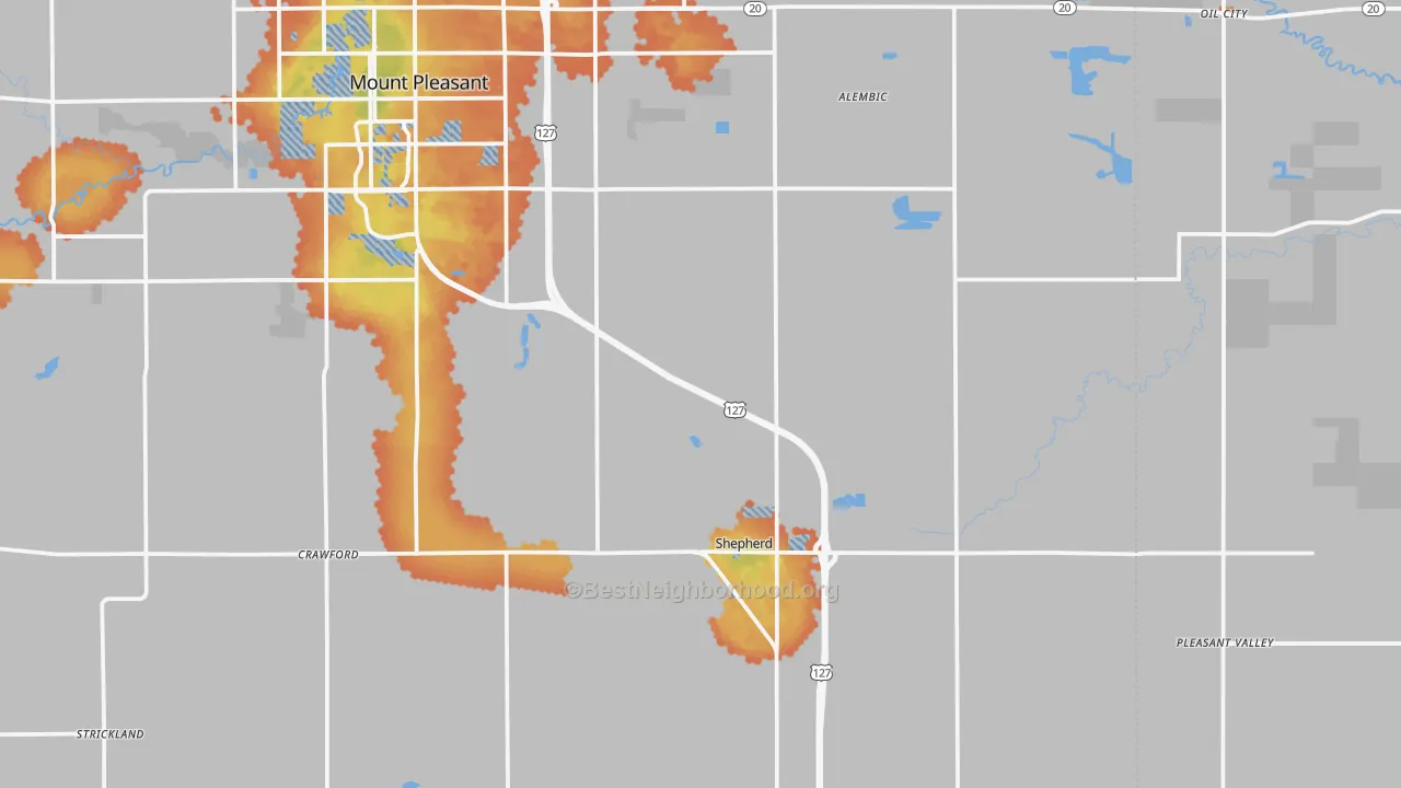 Bike Grade map of Shepherd, MI