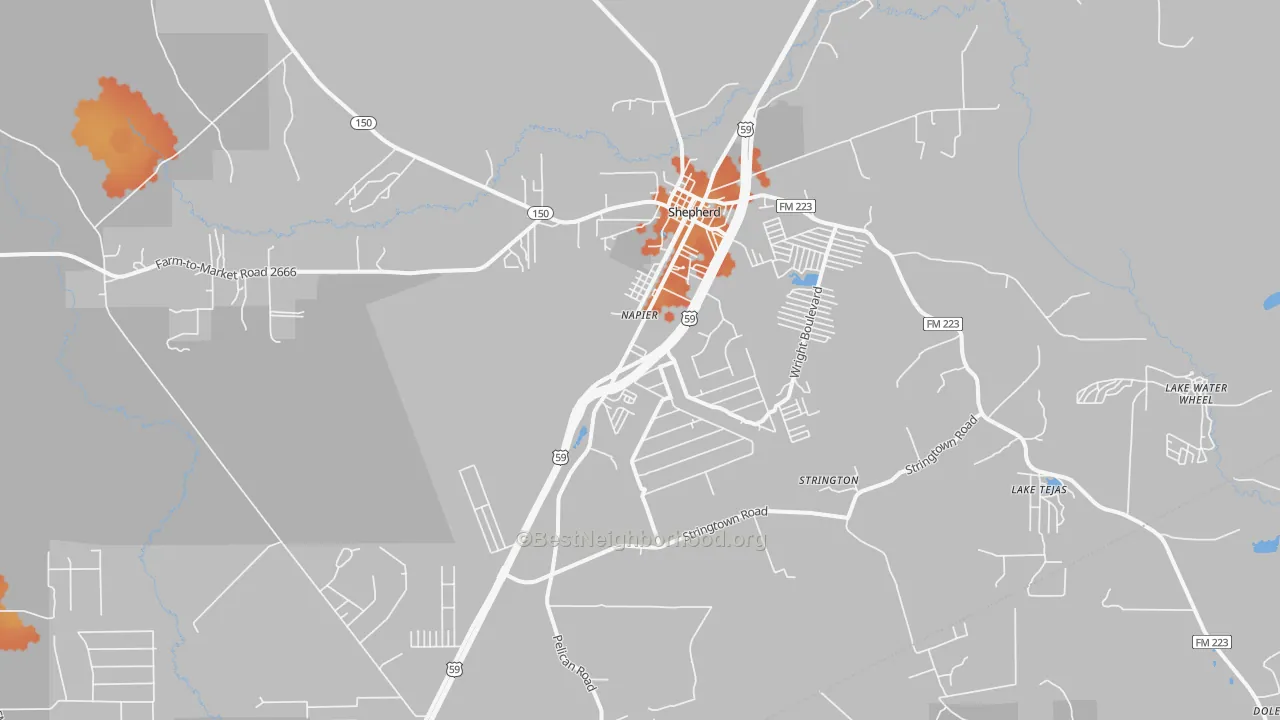 Bike Grade map of Shepherd, TX
