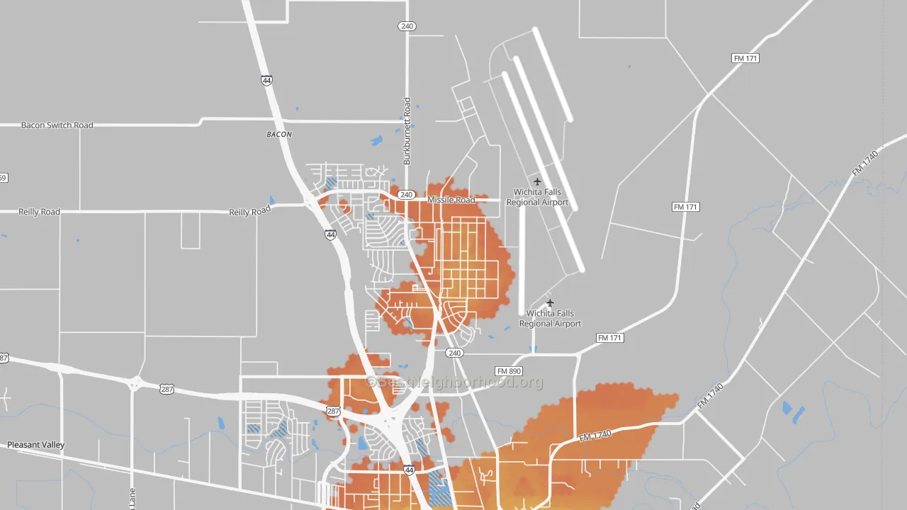 Bike Grade map of Sheppard Afb, TX