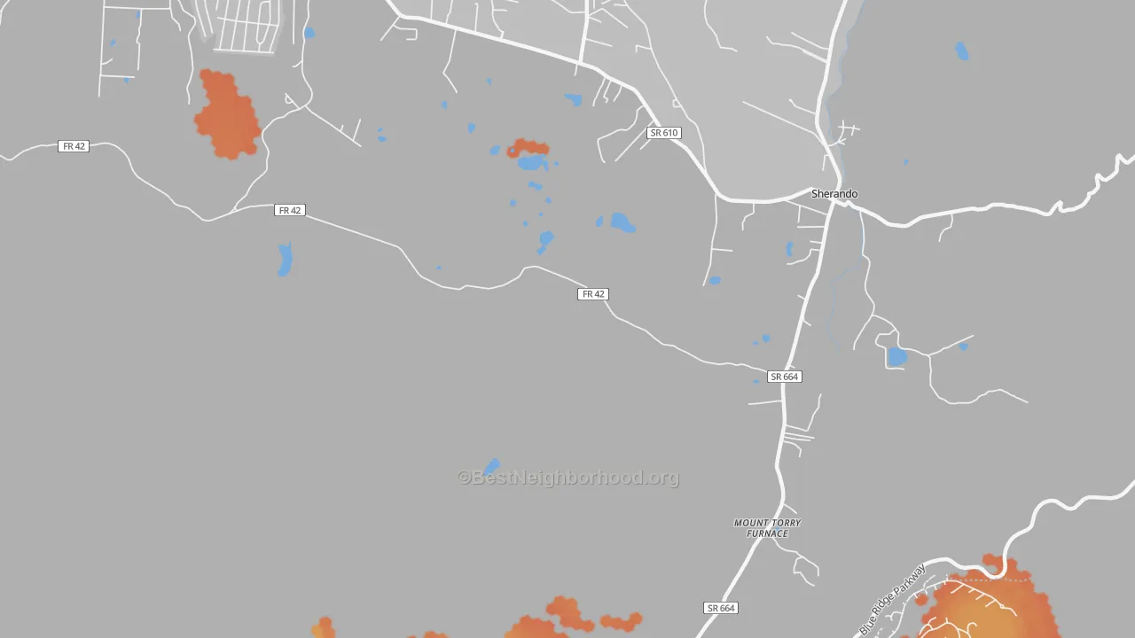 Bike Grade map of Sherando, VA